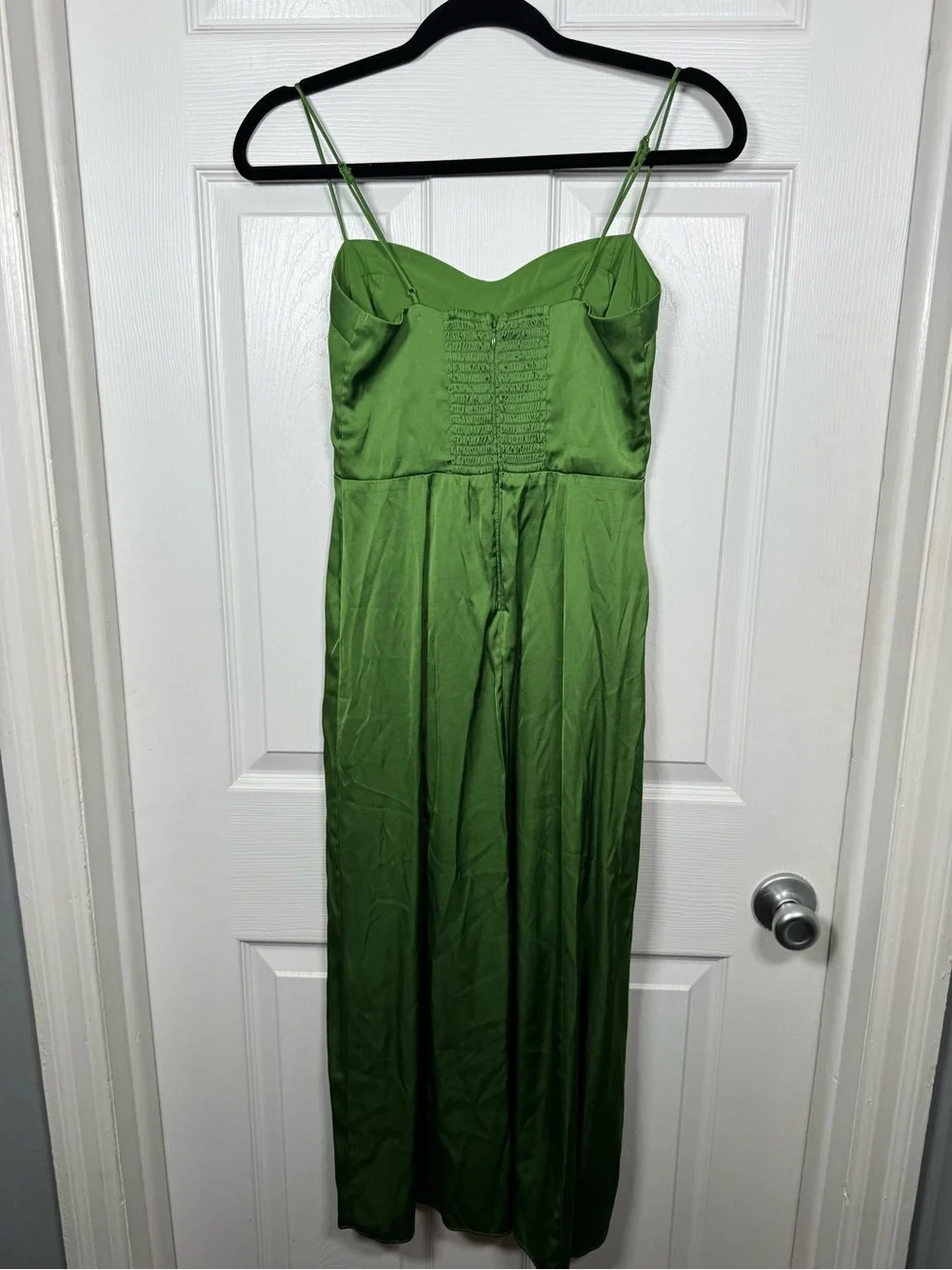 Abercrombie & Fitch Green Satin Slip Midi Dress Sweetheart Slit XS - Picture 7 of 9